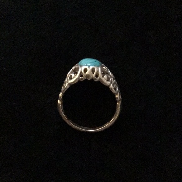 Shubes Turquoise & Sterling Silver Scroll Ring Size 10 - Picture 4 of 8
